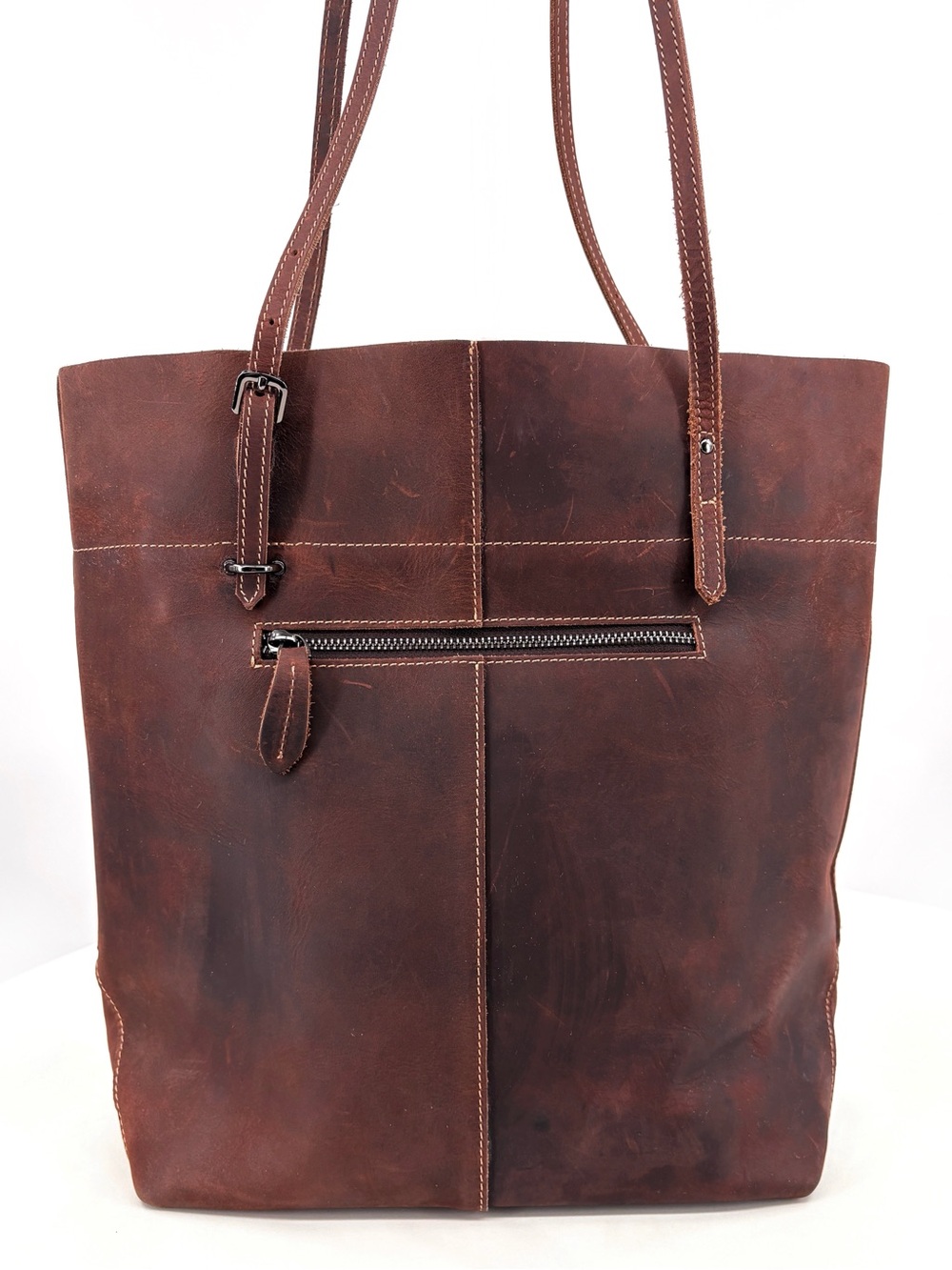 S-ZONE Brown Vintage Leather Work Tote Laptop Bag - Picture 7 of 16